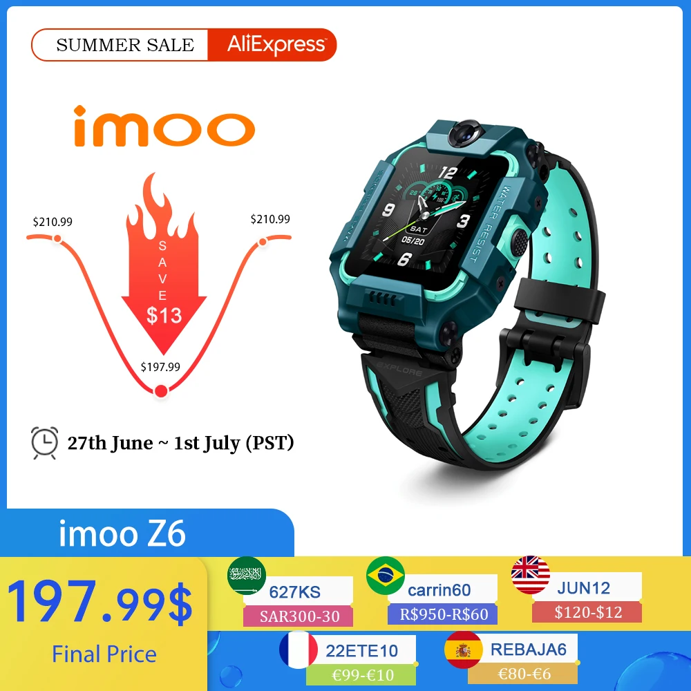 

imoo Watch Phone Z6, 4G Kids Smart Watch Phone with Dual Camera, Video Phone Call, Kids GPS Tracker with Real-time Locating