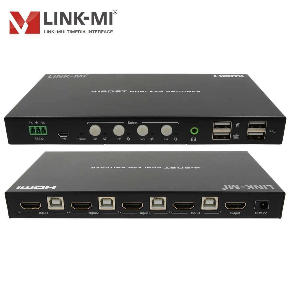 Фото USB KVM-переключатель, 4x1, 4K 60 Гц, с нижним портом для Sup-серфинга, аналоговый цвет, автоматический переключатель, 4-портовый HDMI KVM-переключатель №2