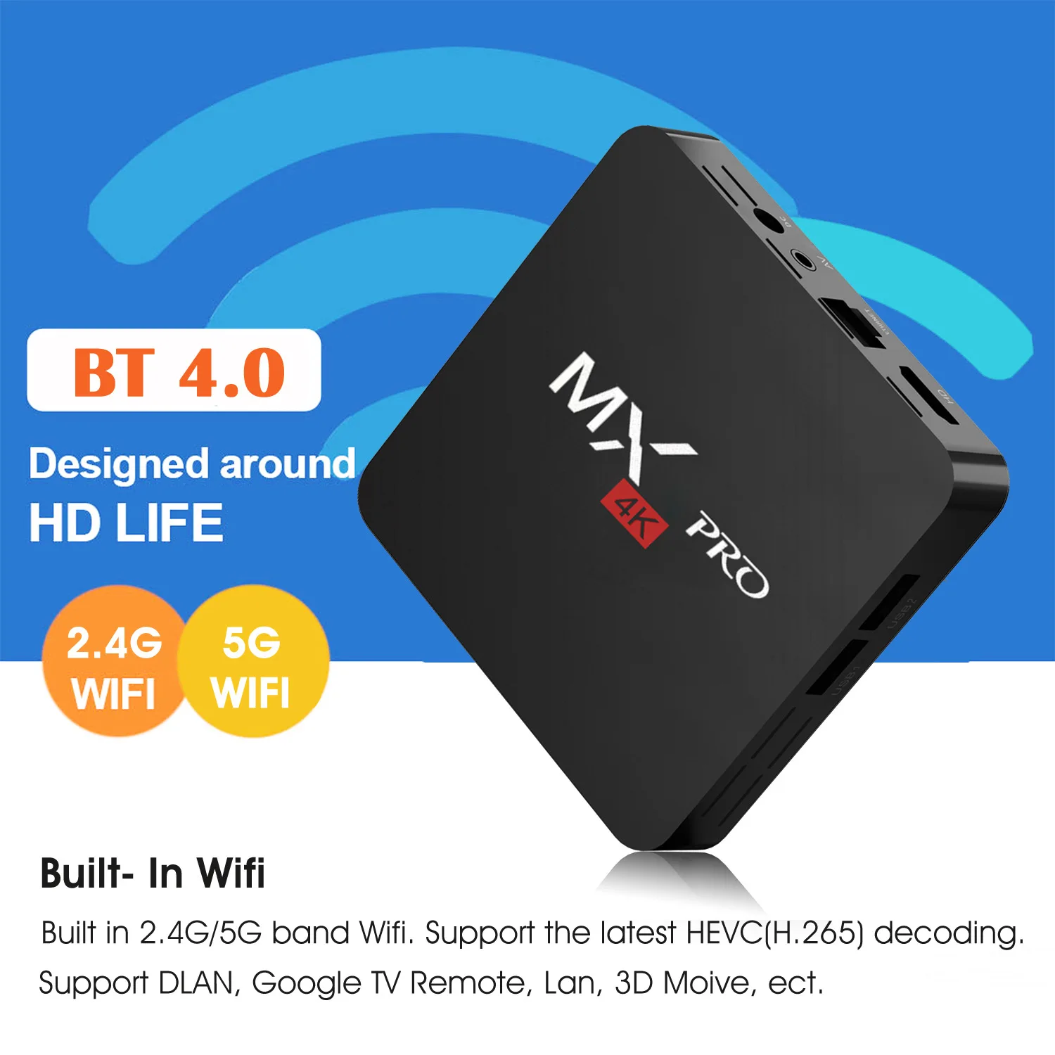Фото ТВ-приставка MX-PRO на Android 13, медиаплеер Amlogic S905 4K Ultra HD, приставка с двухдиапазонным Wi-Fi 5G №1
