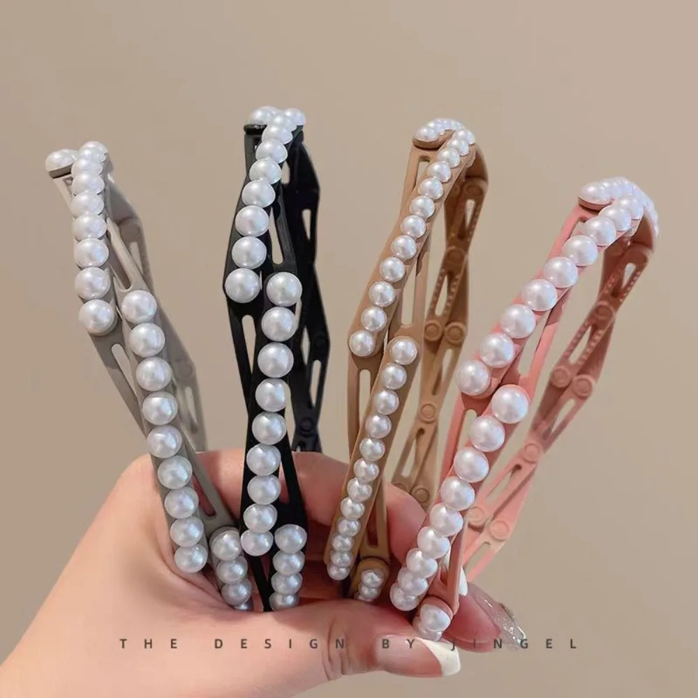 Повязка на голову Складная с жемчугом пластиковый маленький обруч для волос