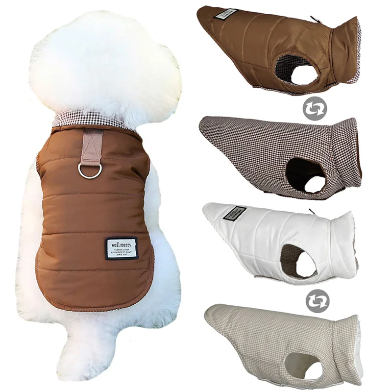 

Dog Winter Warm Coat Reversible Waterproof Pet Clothes for Small and Medium Dog Cat French Bulldog Costume Chihuahua Vest Jacket