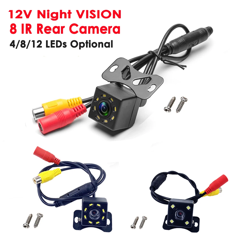 

4/8/12 Led Rear View Camera Backup Parking Monitor Night Vision Waterproof 8 IR Camera 170 Wide Angle HD Image Reversing