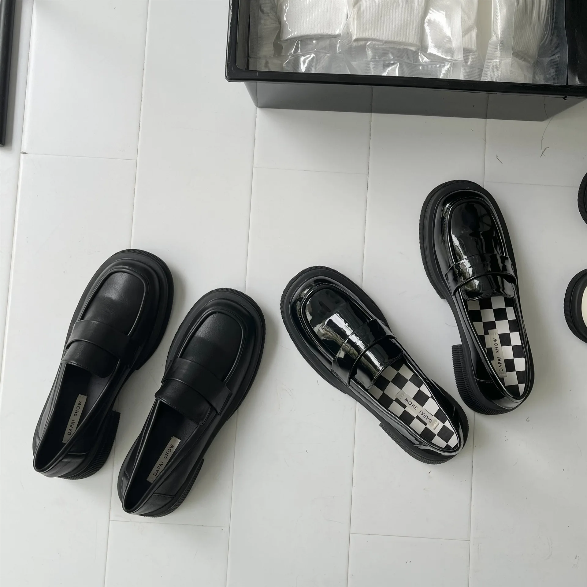 FAFA British Style Thick-soled Thick-heeled Small Leather Shoes Women's Shoes Slip-on Platform Single Shoes 2023 Spring New