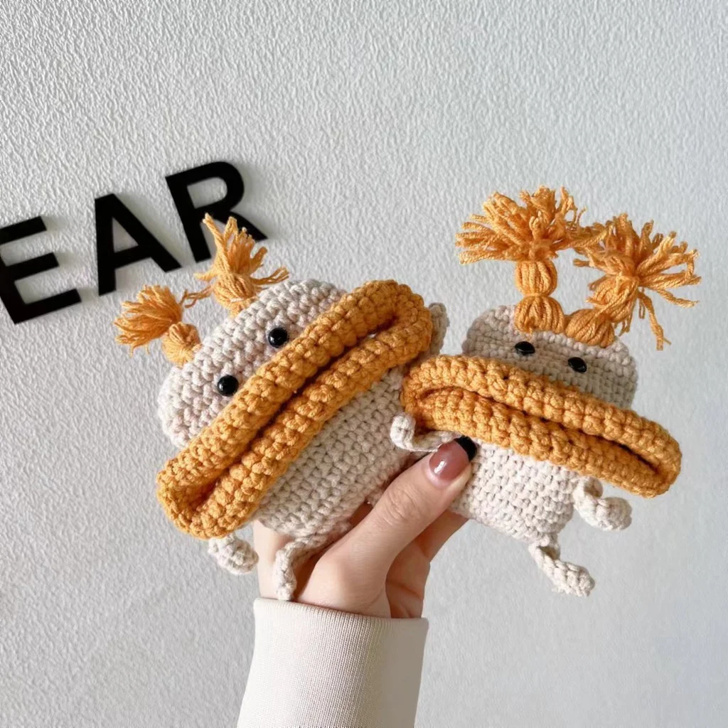 

Weave Case Airpods1 2 3 Pro 2 Protective Casing Bluetooth Earbuds Earplug Cover Cute Lint Knit Duck Anti-fall Earphone Case