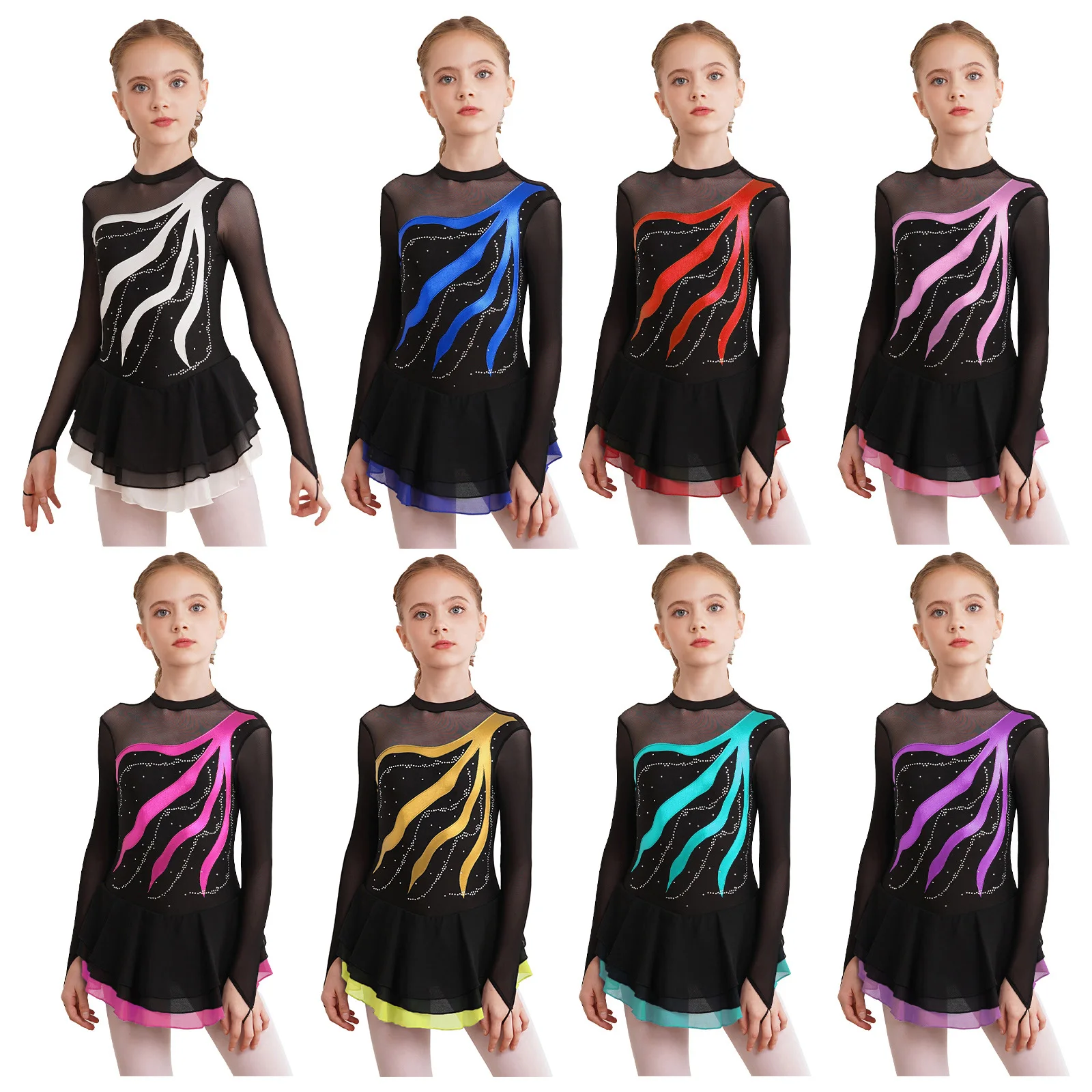 Детское блестящее платье-пачка для танцев балерины коньков