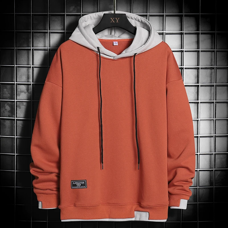 

2022 Autumn New Hoodie Mens Street Japanese Solid Color Sweatshirt Loose Hooded Pullover Harajuku Long Sleeved Men Streetwear