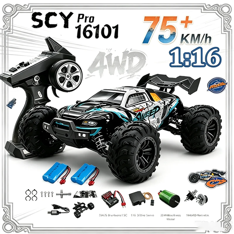 Фото 9522VS RC Car SCY 16101 16102 PRO 4WD 70 км/ч 1/16 Высокоскоростной дрифт-монстр-трак для бездорожья с дистанционным управлением, электрический краулер №1