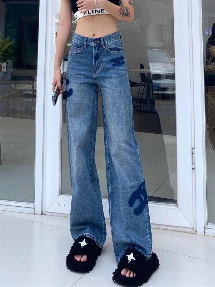 

Женские джинсы с ручной вышивкой, широкие брюки, сумочка для мытья бедер, высокая талия, стрейч, облегающие уличные узкие брюки с карманами, сочетающиеся цвета Luxury2