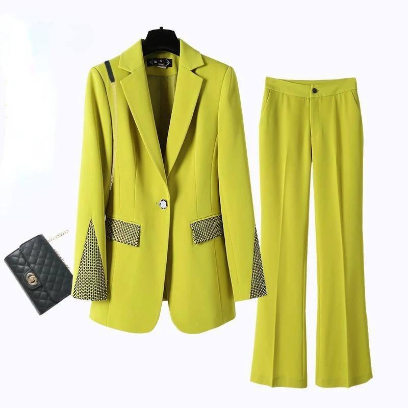 Senior Professional Fashion Green Suit Jacket Female Korean Design Sense Stitching Temperament Street Suit Suit Clothes Button enlarge