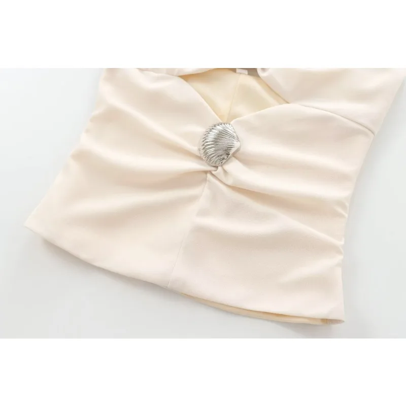 Женская Винтажная футболка без рукавов с лямкой на шее