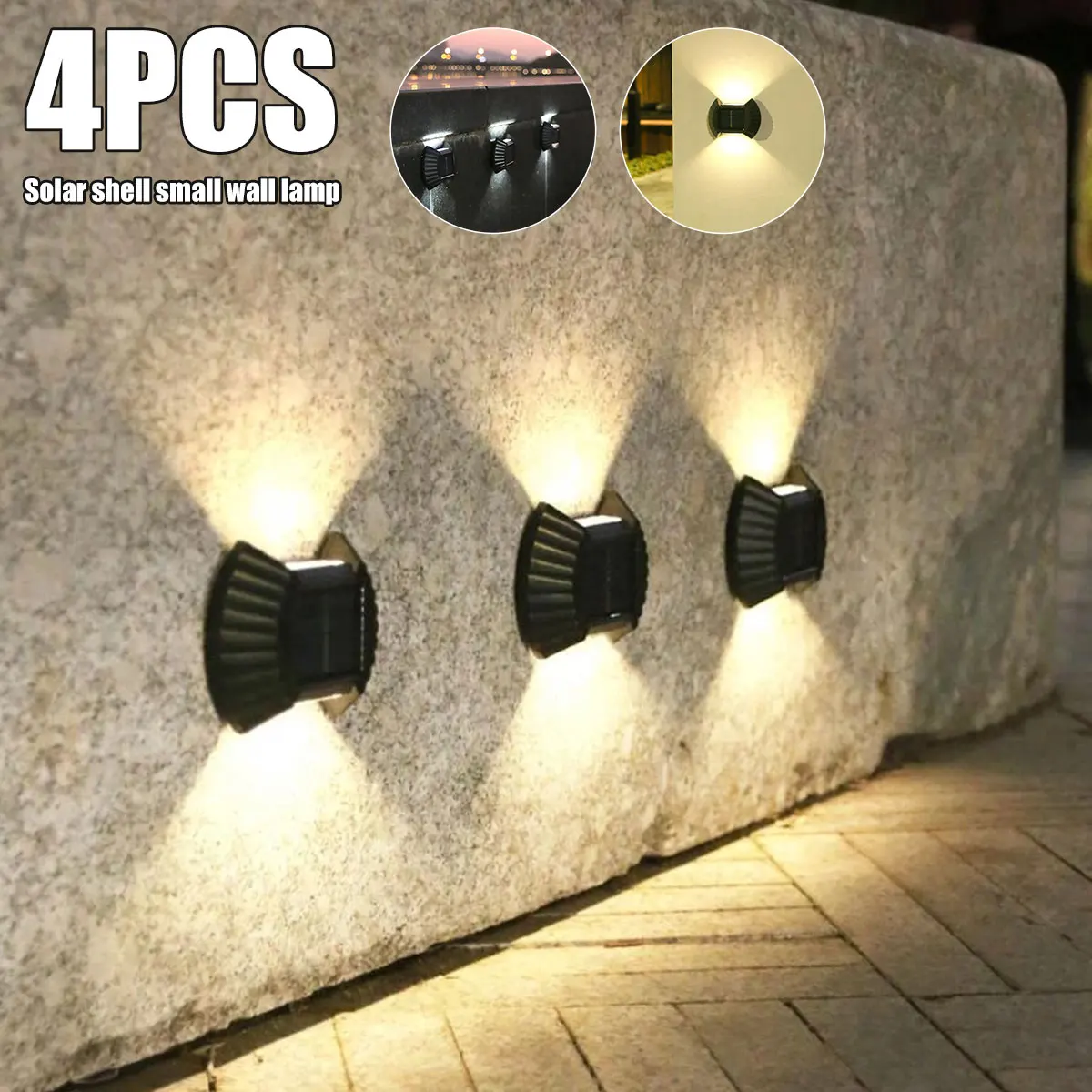 

4pcs Solar Wall Light Outdoor LED Solar Stair Light Auto ON/OFF Solar Fence Light IP65 Waterproof Solar Patio Light with White L