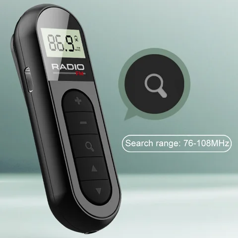 Мини-карманное FM-радио, 76-108 МГц, маленькое радио с подсветкой, ЖК-дисплей, разъем для наушников 3,5 мм для занятий спортом, туристическим руководством