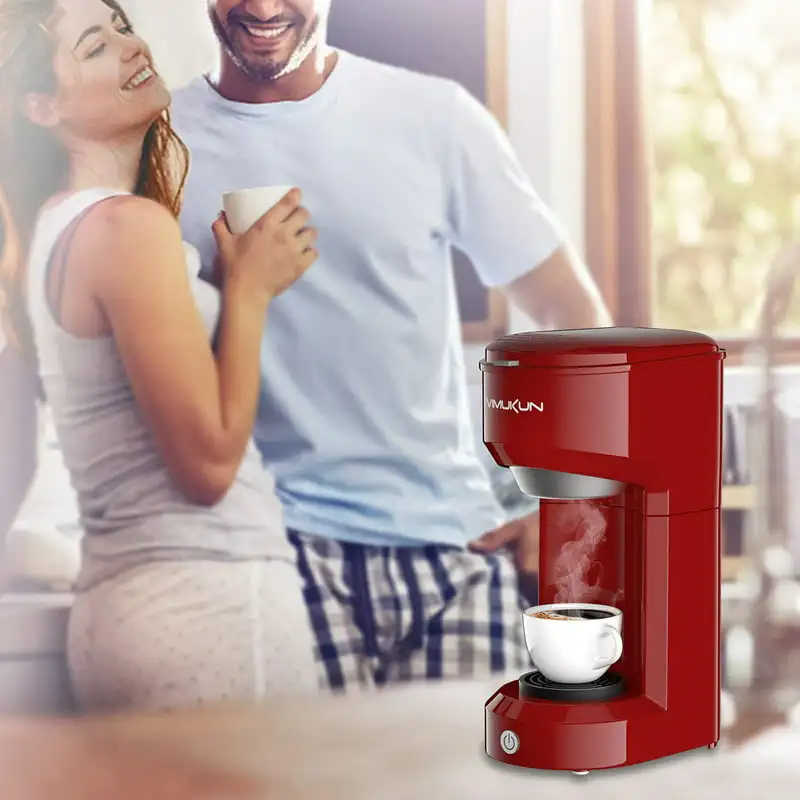 

Serve Coffee Maker Coffee Brewer 6 to 14oz Compatible with K-Cup Single Cup Capsule with Reservoir, Mini Size,Red