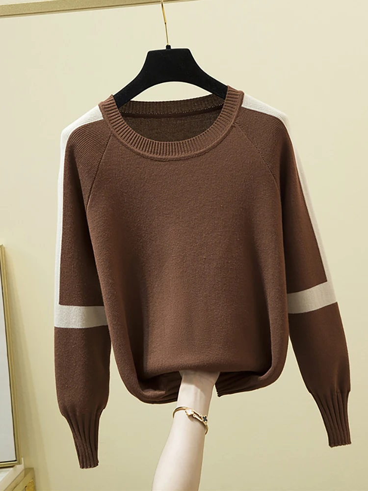 

Winter Women Clothing Sweater Pullover Loose Knitted O Neck Long Sleeve Basic Casual Knit Pull Femme Jumper Korean Female Tops