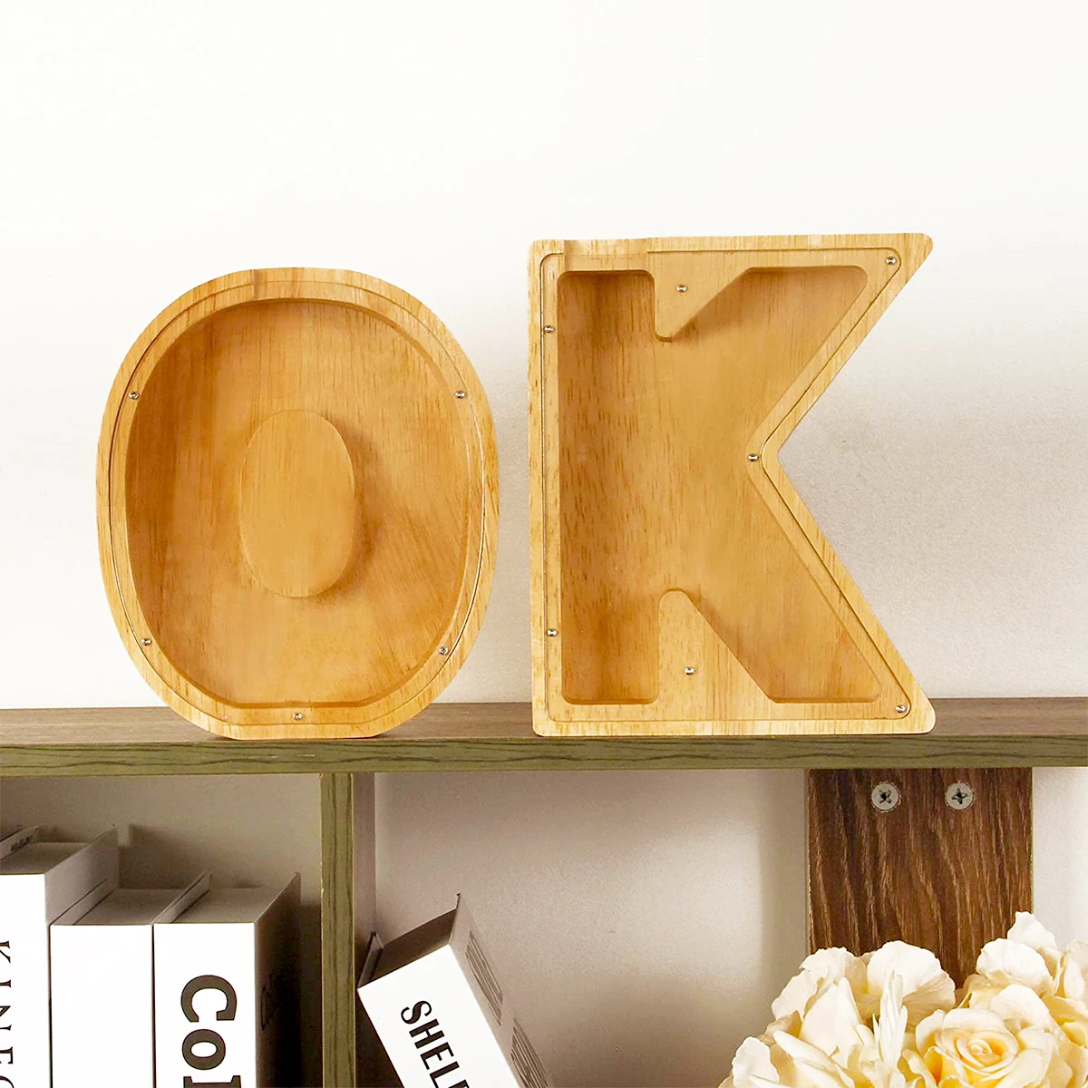 Копилка с буквой английского алфавита персонализированная деревянная коробочка