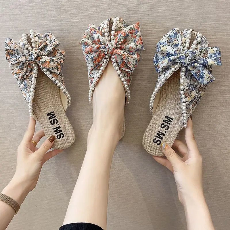 new arrival flat shoes women's home beach lazy floors luxury slides casual woman  sandals girls butterfly designer free shipping