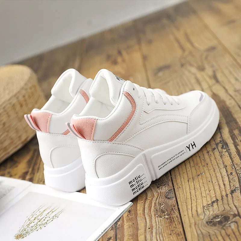 

Off White Shoes Women 2023 New High Top Student Flat Sole Board Shoes Woman Leather Casual Sneakers Jean Shoes for Women PU