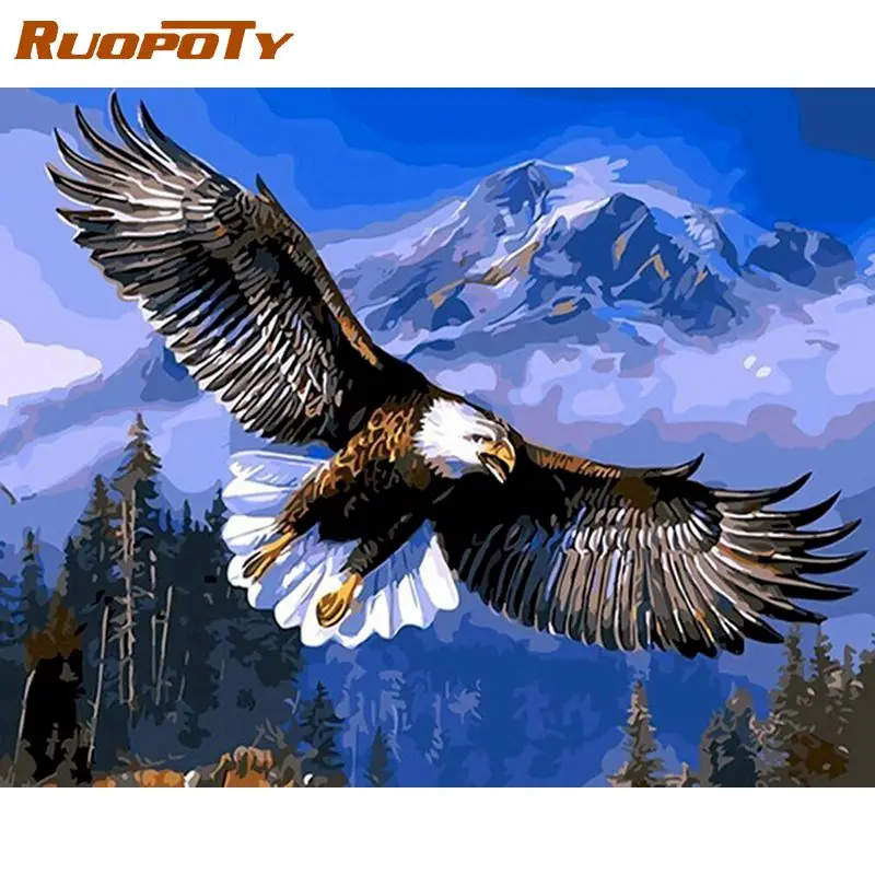 

Краска RUOPOTY для рисования по номерам для взрослых, акриловая краска для домашнего декора, рисование орлом, животными