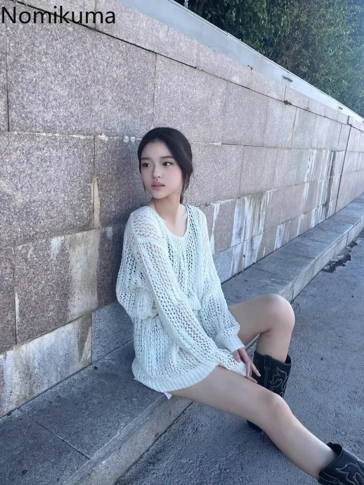 Вязаный тонкий свитер женская одежда Sueter Mujer ажурный джемпер женский модный