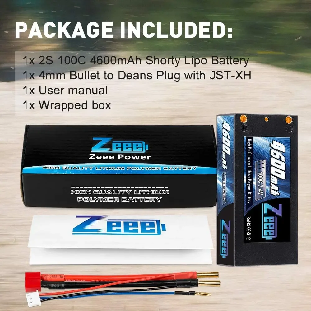 Аккумулятор Zeee 2S Lipo 7.4V 4600mAh 100C Shorty в жестком корпусе с разъемом Deans 4 мм для радиоуправляемых моделей автомобилей масштаба 110 (art.: 3920daec6f9b0) - 3920daec6f9b0