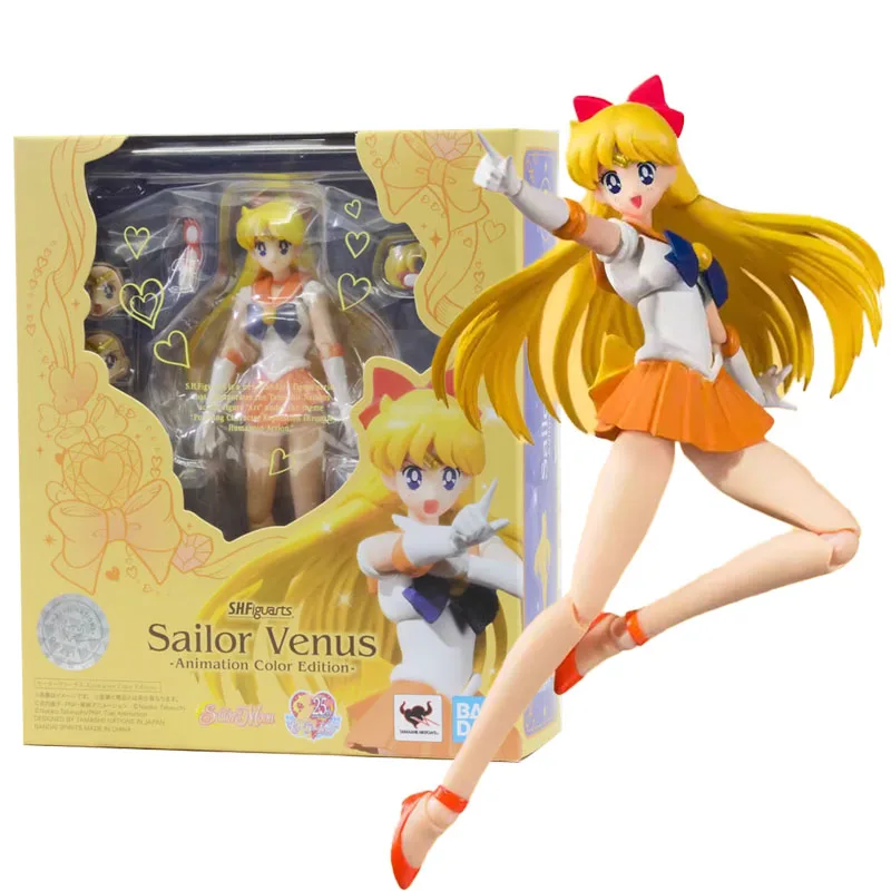 Фото Bandai натуральная фигурка Сейлор Мун аниме SHF Сейлор Чиби Мун Венера анимация цветная коллекция модель экшн-фигурка детские игрушки №3