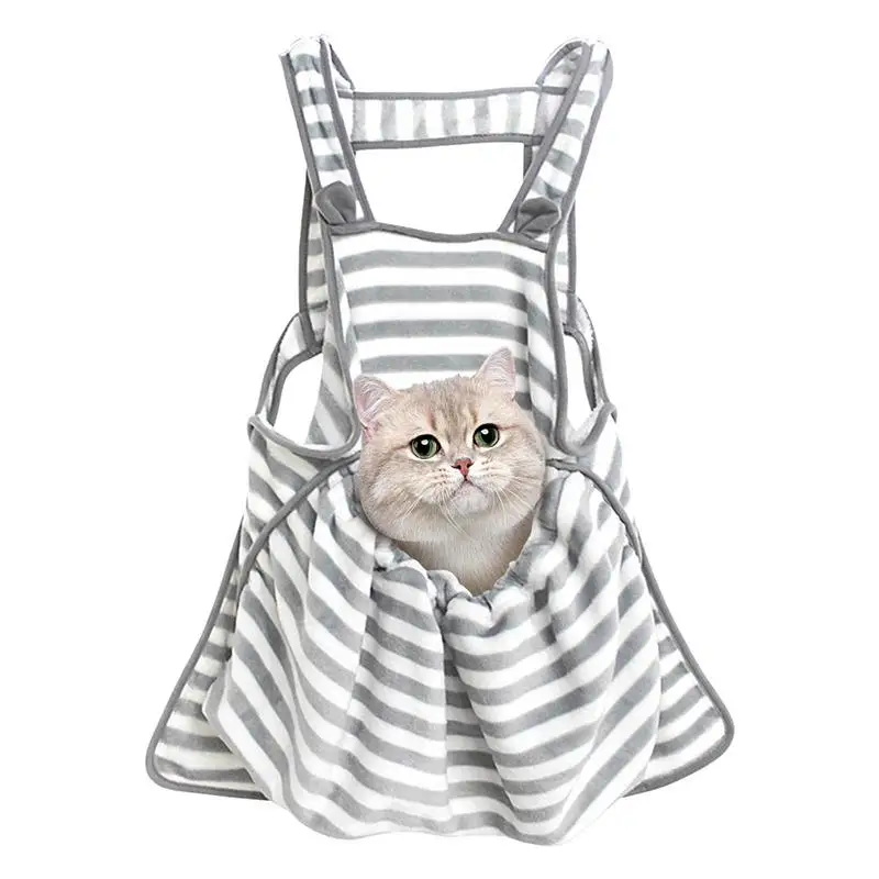 

Cat Carrier Bag Coral Velvet Soft Breathable Carrying Wrap For Kittens Hands-Free Pet Apron With Cute Rabbit Ears Kittens Cozy
