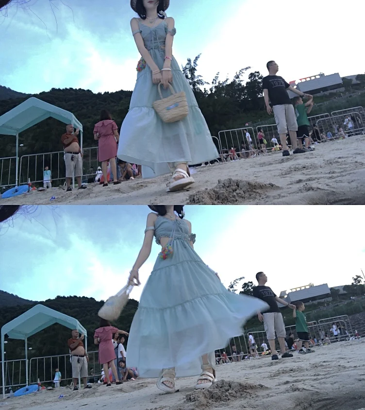 [Alittle Mess] Mint Original Rose Brooch Waist- Backless Long dress + Cardigan Autumn