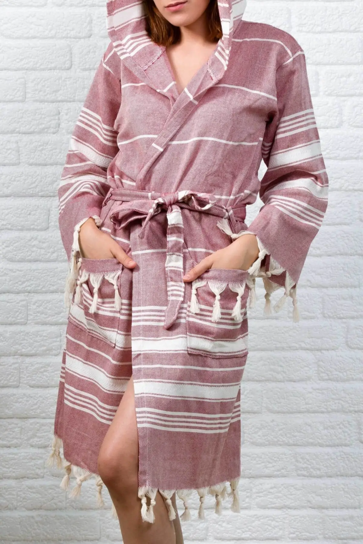 

Hooded 100 Cotton Natural Peştamal Women Peştamal Bathrobe