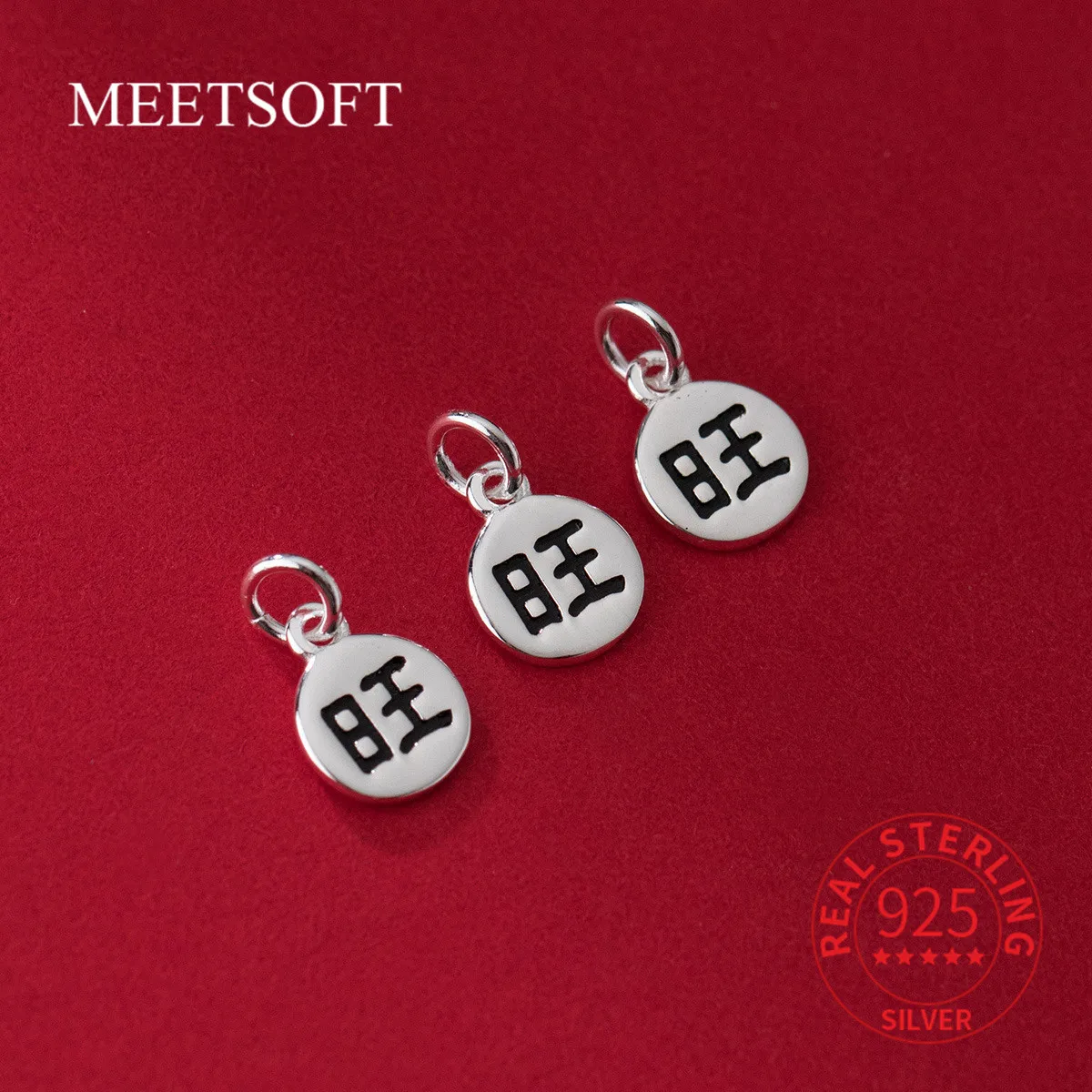 

MEETSOFT модные подвески из стерлингового серебра S925 пробы, круглые подвески-карты Wang, аксессуары для браслетов ручной работы, оптовая продажа