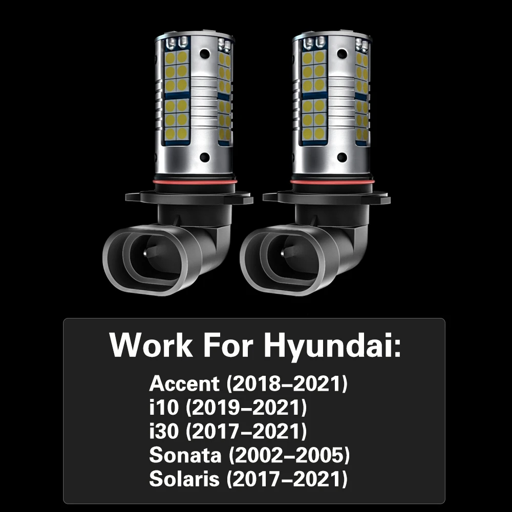2pcs LED Fog Light Blub 9006 HB4 Lamp Canbus No Error For Hyundai Accent i10 i30 Sonata Solaris 2017 2018 2019 2020 2021 - купить по