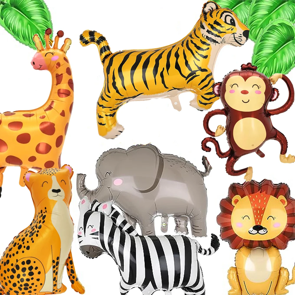 Разноцветные воздушные шары в стиле джунглей с животными из фольги львом