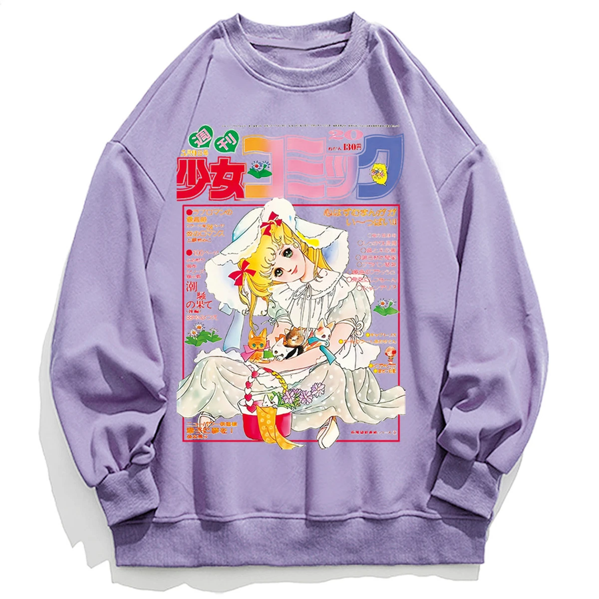 

Harajuku New Spring Vintage Purple Tops Japan Kanji Anime Girl Cute Sweatshirt Women Kawaii Clothing Aesthetic Crewneck Pullover
