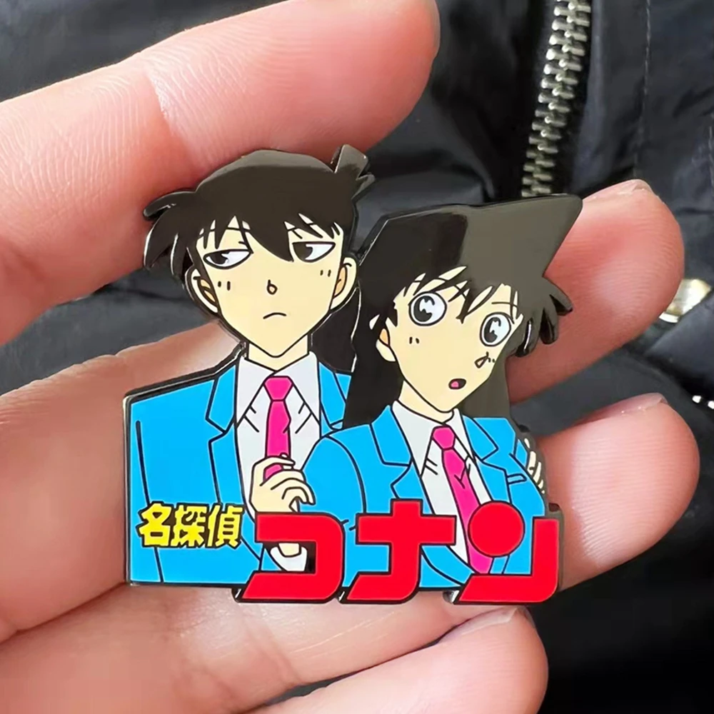 Жесткая эмалированная булавка Detective Conans Мультяшные Джимми Кудо и Рэйчел Мур