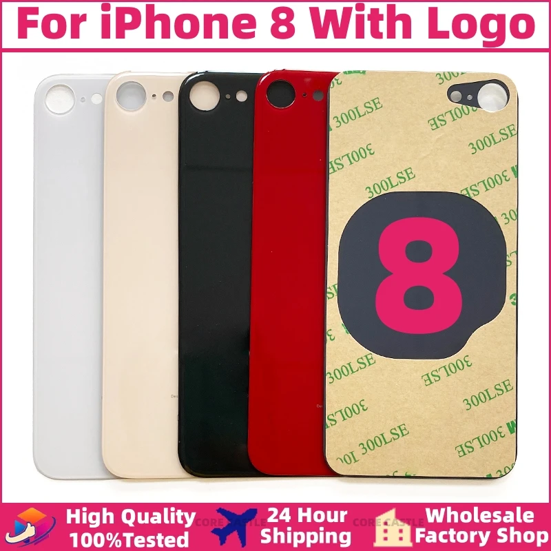 

For iPhone 8 Back Glass Panel Battery Cover Replacement Parts High Quality With Logo Big Hole Camera Rear Door Housing Glass