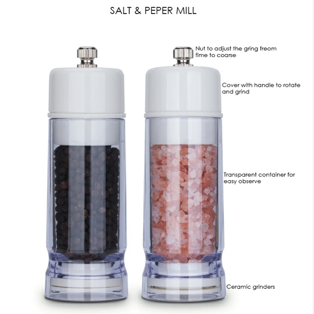 

2pcs/Set Manual Salt Pepper Grinder Spice Pepper Mill Shaker Herb Pulverizer Kitchen Cooking Tools Seasoning Gadgets Spice jar