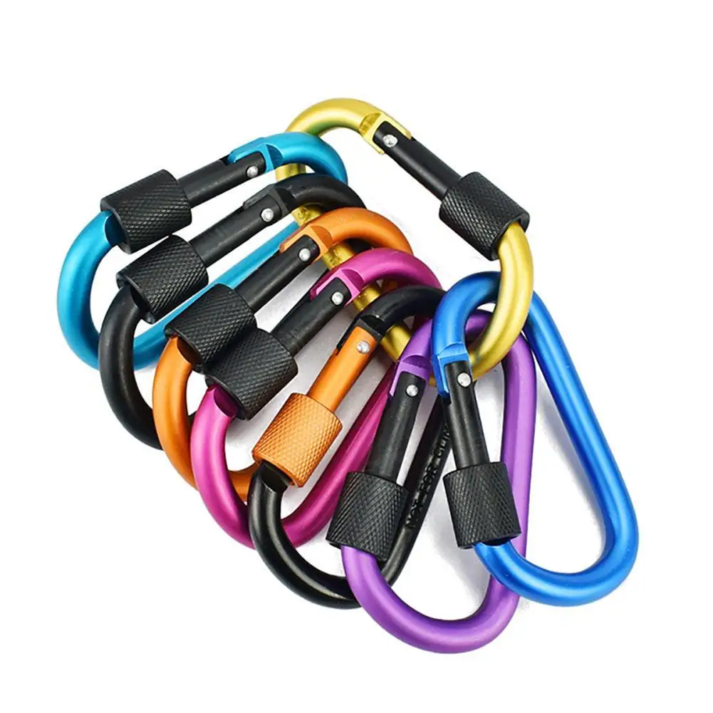 

10pcs Mountaineering D-Clip Locking Carabiner Keychain Backpack Clip Hook Locking Carabiner For Outdoor Camping Fishing Hiking