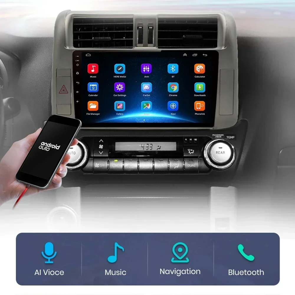 Фото Для Toyota Land Cruiser Prado J 150 2009-2013 Android 16 Авто Авто Радио Carplay Мультимедийная GPS-навигация Авто Аудио 2 din WIFI №4