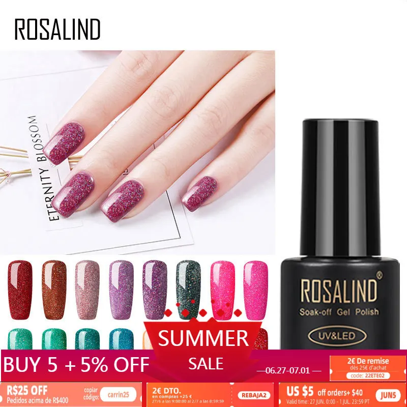

ROSALIND Hybrid Varnishes Nail Gel Polish For Manicure Art Shiny Nail Polish Varnish Semi Permanant Nail Gel Soak Off UV Lamp