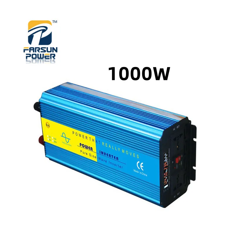 

1000W Inverter Charger DC 12V/24V To AC 110V/220V Pure Sine Wave Inverter Peak Power 2000W 50Hz/ 60Hz Universal Socket Converter