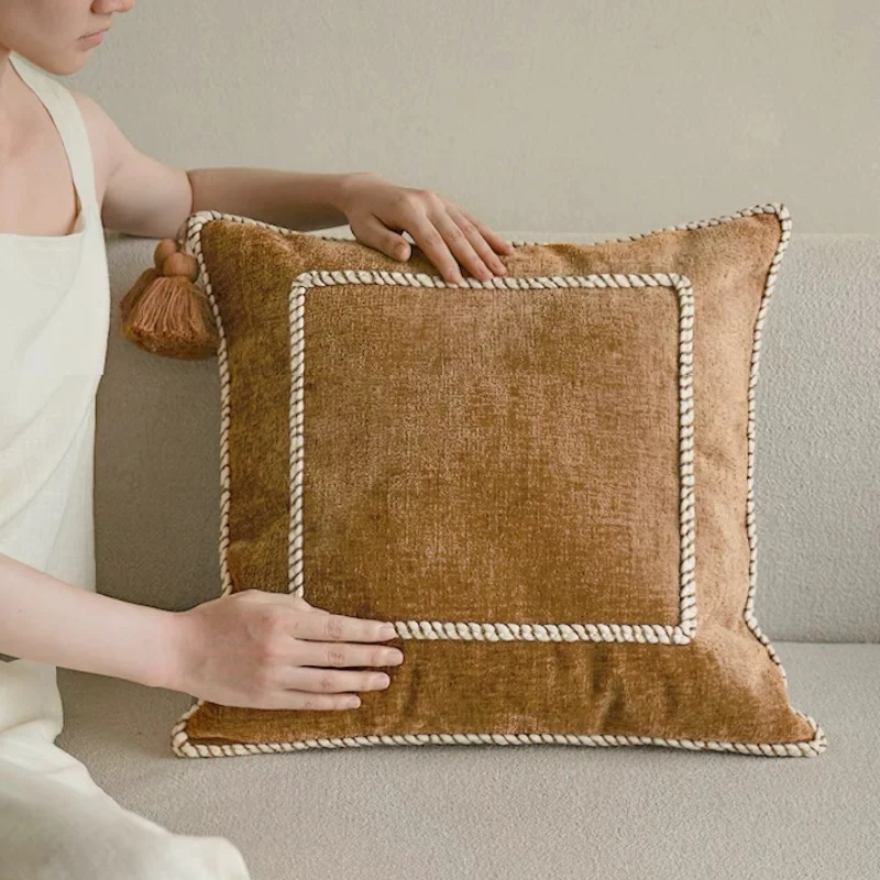 Квадратные подушки с вышивкой роскошный оранжево-коричневый чехол для винтажный