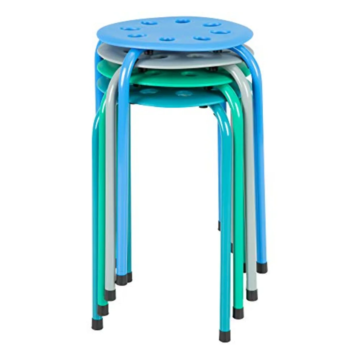 

Norwood Commercial Furniture Assorted Contemporary Stacking Stool Set Stackable Nesting Stools/Chairs Kids Adults(Pack of 4)