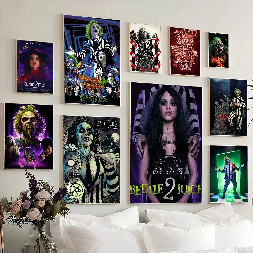 Винтажный постер фильма Битлджус 2 без рамы в стиле ретро и ностальгического