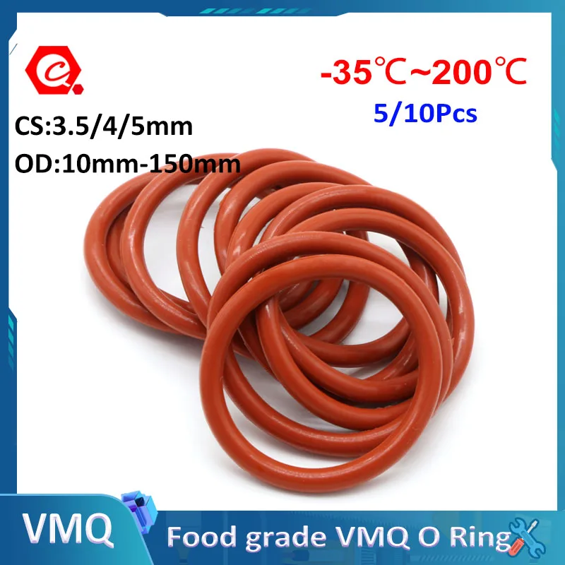 

Красные силиконовые уплотнительные кольца VMQ 3,5/4/5 мм