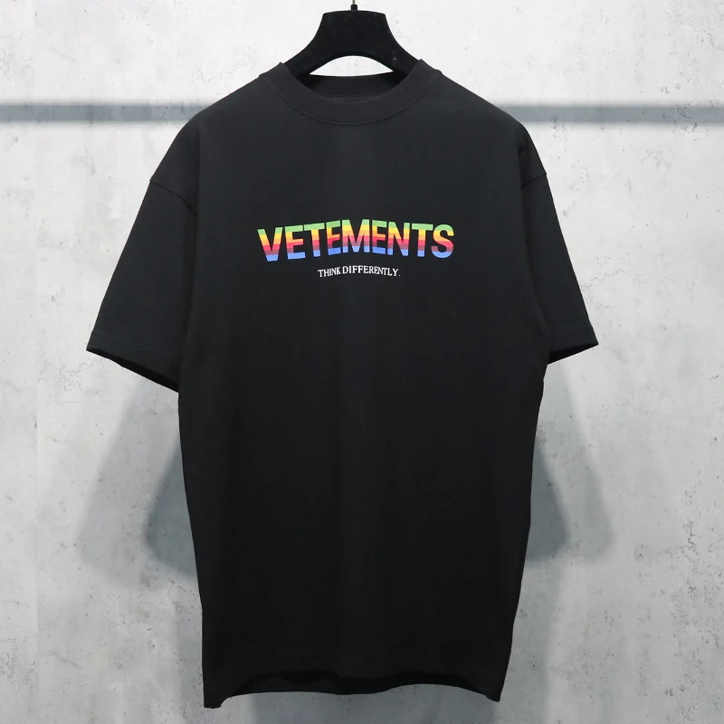 

New luxury Men T Shirts Colorful VETEMENTs embroidery T Shirts T-Shirt Hip Hop Skateboard Street Cotton T-Shirts Tee Top #D215