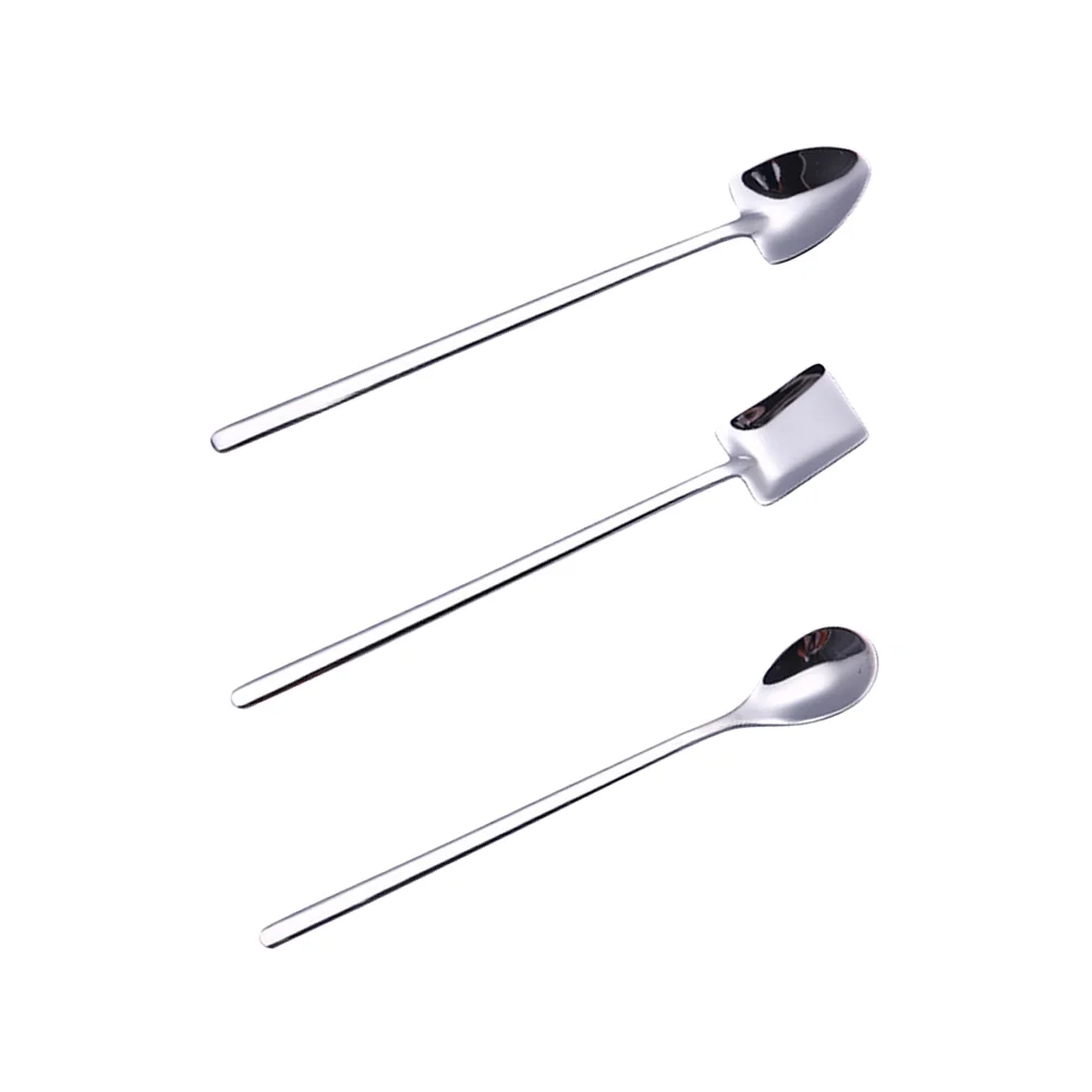 

3 Pcs 304 Stainless Steel Stirring Spoon Round Pointed Square Head Soup Spoon Dessert Spoon for Home Coffee Shop (Primary Color)