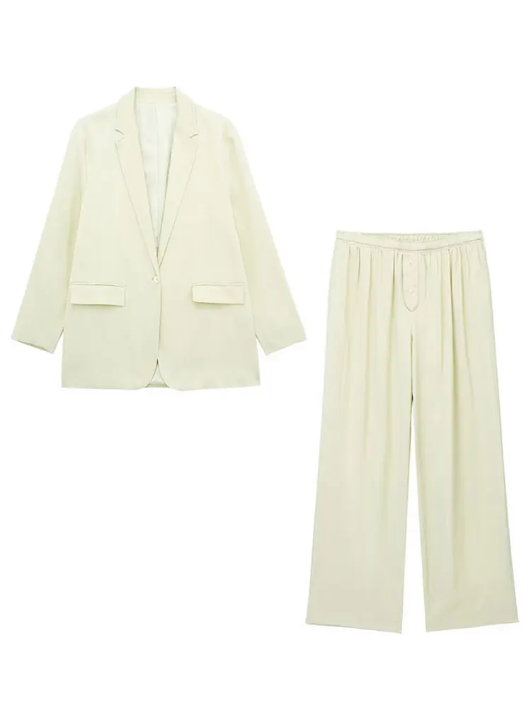 

Women Chic Solid Single Breasted Blazers Coats Trousers Suit Elegant Long Sleeve Solid 2 Pieces Set Fashion Office Lady Outfits