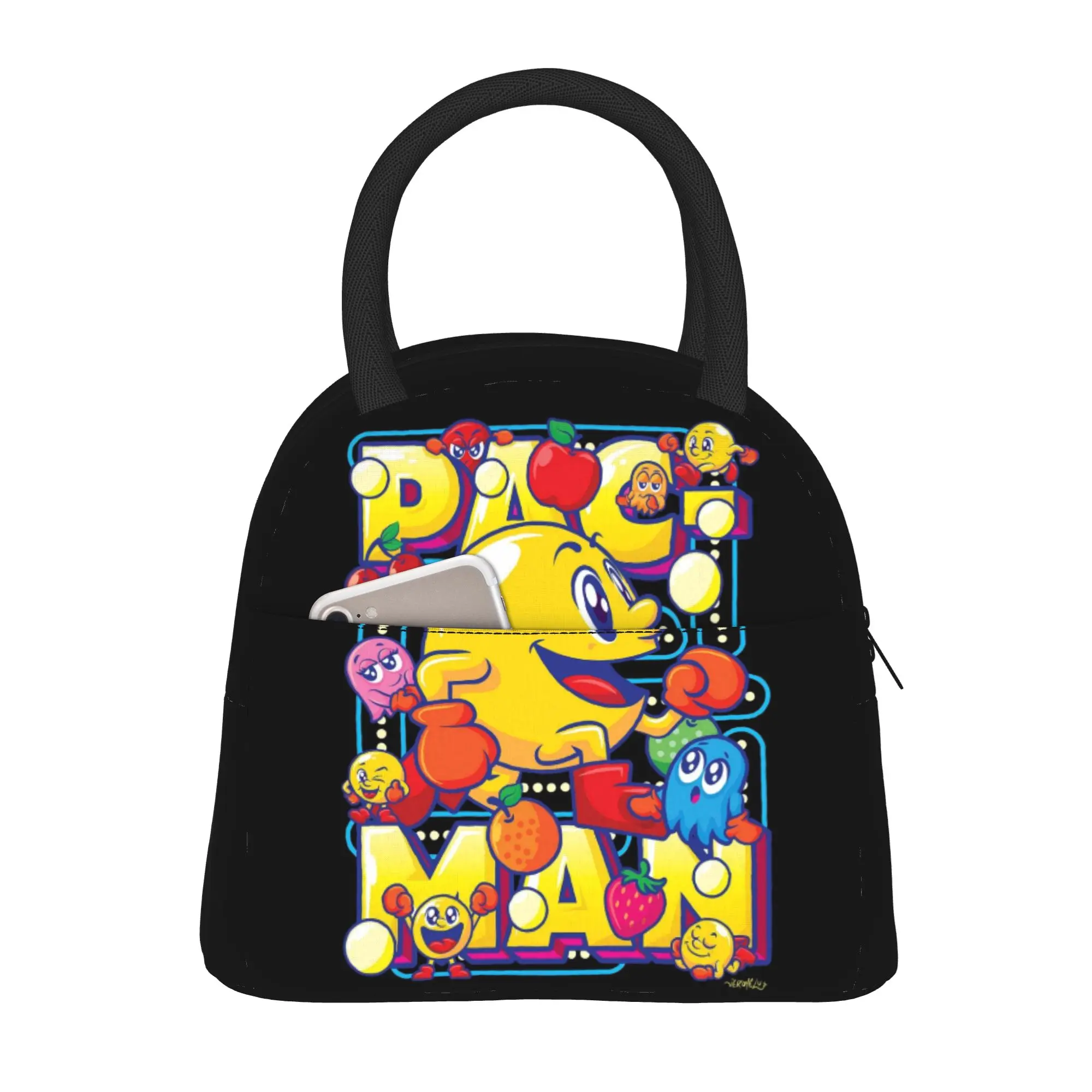 Фото Сумка для закусок Pac-Man Snack Bag Pixel Maze Man (1) Kawaii High Street Daily Food Storage Lunch Bag для школьников №2