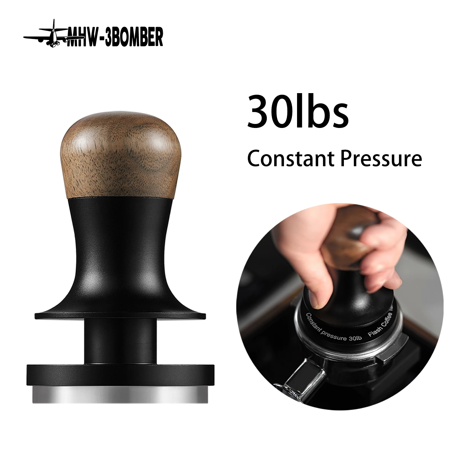 MHW-3BOMBER 30lb Constant Pressure Coffee Tamper 51mm 53mm 58mm Espresso Tampers with with Calibrated Spring Loaded Barista Tool