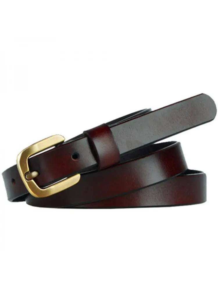 2022 New Design High Quality Women Belt With Jeans Fashion Trend Real Pure Cowhide Black Decorative Vintage Thin 1.8cm  115cm