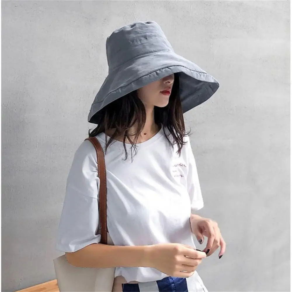 Women Large-brimmed Sun Hat Fashion Peach Skin Velvet Fisherman Hat Outdoor Beach Hat Bucket Hat Summer Sunscreen Sun Visor Cap